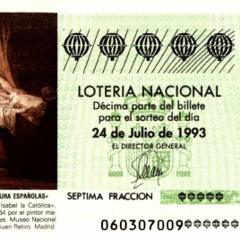 Capilla de décimo de Lotería Nacional para el sorteo de 24 de julio de 1993