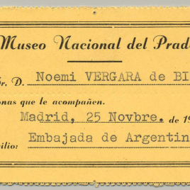 Tarjeta de visita gratuita al Museo del Prado expedidas por la Dirección de 1968