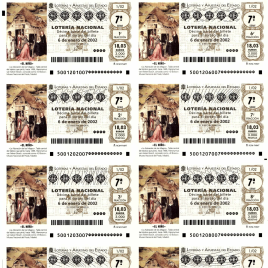 Capilla de billete de Lotería Nacional para el sorteo de 6 de enero de 2002
