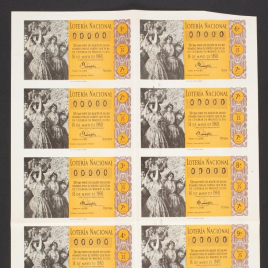 Capilla de billete de Lotería Nacional para el sorteo de 16 de mayo de 1960